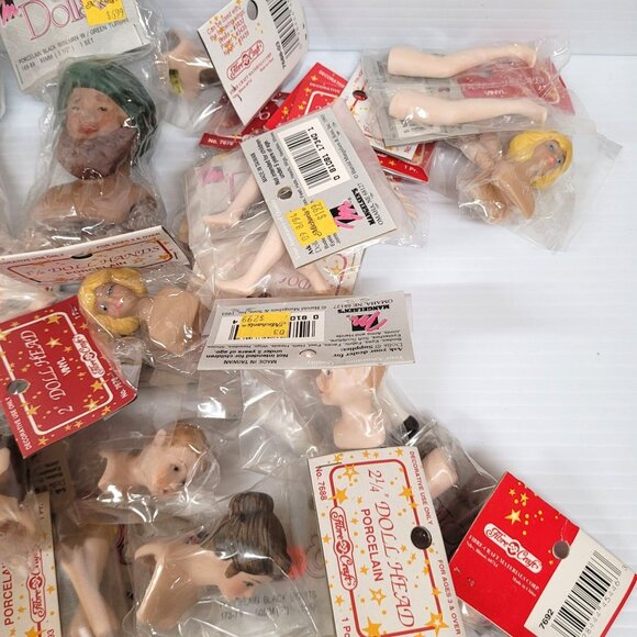Porcelain Doll Body Parts Lot 45 Legs Heads Arms Crafts New Old Stock Santa - Picture 7 of 10